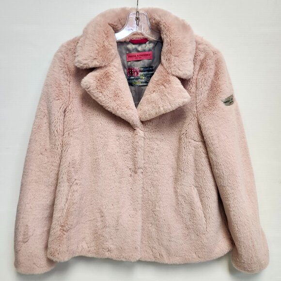 Frieda & Freddies Women's Pink Fuzzy Jacket W/Pockets & Snap Buttons Size 38 - Picture 1 of 11